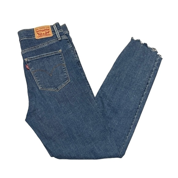 Levi 720 High Rise Super Skinny Raw Hem Destroyed Jeans. Blue Size 30 #801 - Picture 9 of 12